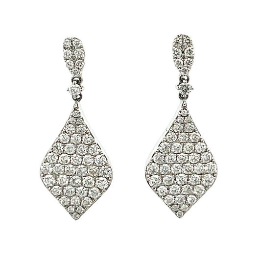 Dangling Diamond Earring 1.65CT  18K White Gold