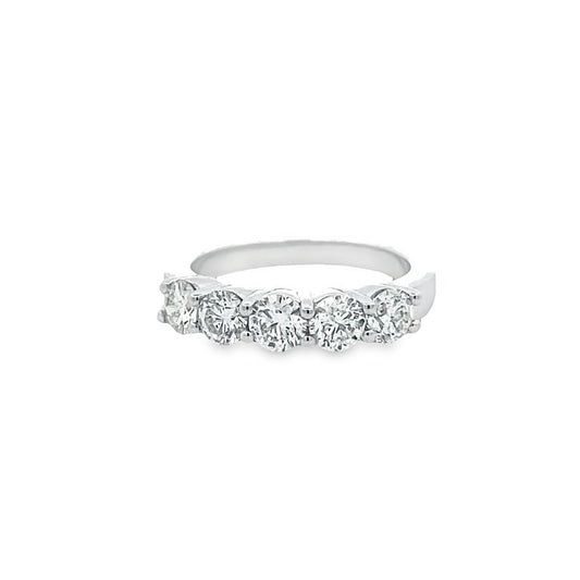 Five Stone Diamond Wedding Band 1.44CT 14K White Gold