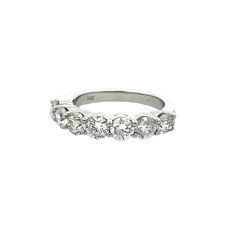 Seven Stone Diamond Ring Band 2.11CT 14K White Gold