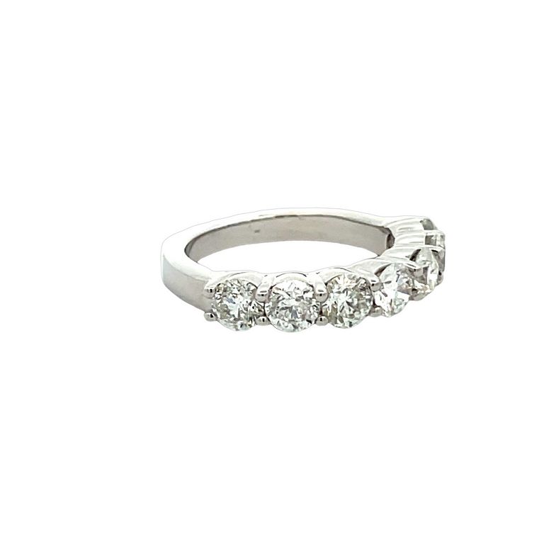 Seven Stone Diamond Ring Band 2.11CT 14K White Gold