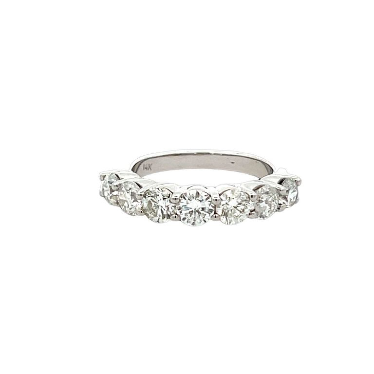 Seven Stone Diamond Ring Band 2.11CT 14K White Gold