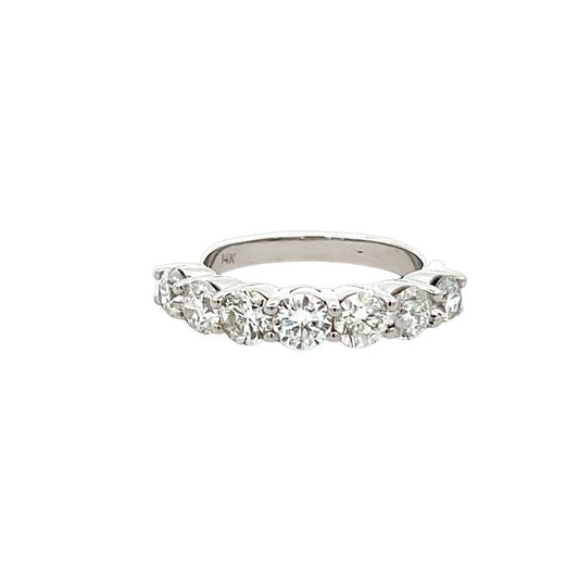 Seven Stone Diamond Ring Band 2.11CT 14K White Gold