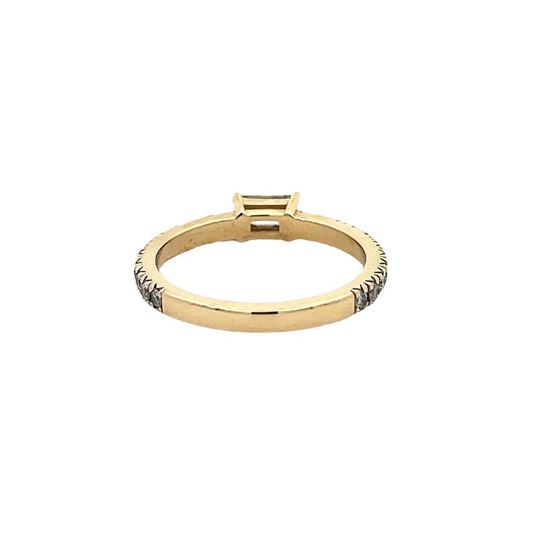 Stackable Baguette & Round Diamond Band 0.79CT 14K Yellow