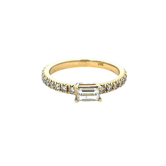 Stackable Baguette & Round Diamond Band 0.79CT 14K Yellow