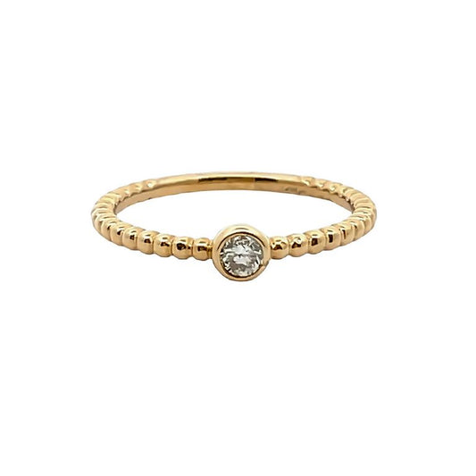 Stackable Solitaire Diamond Fashion Ring 0.16CT 14K Yellow Gold