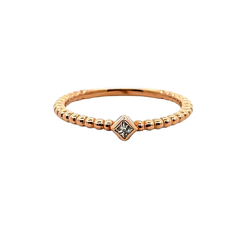 Stackable Solitaire Diamond Fashion Ring 0.04CT 14K Rose Gold