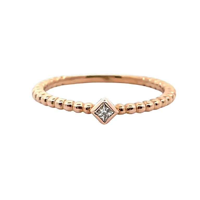 Stackable Solitaire Diamond Fashion Ring 0.04CT 14K Rose Gold