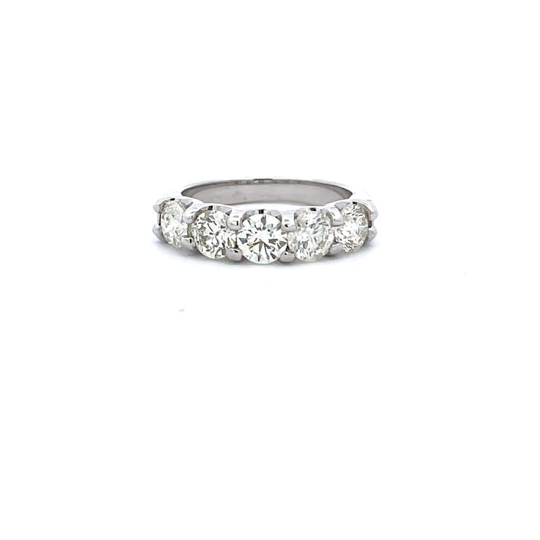 Five Stone Diamond Wedding Band 2.05CT 14K White Gold