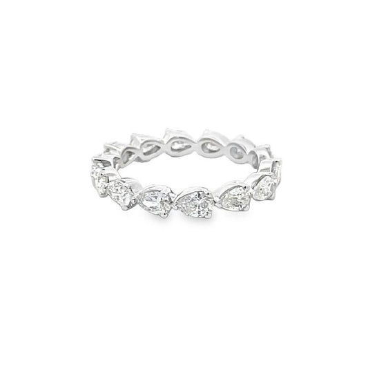 Pear Shape Eternity Diamond Ring 2.00CT 18K WG