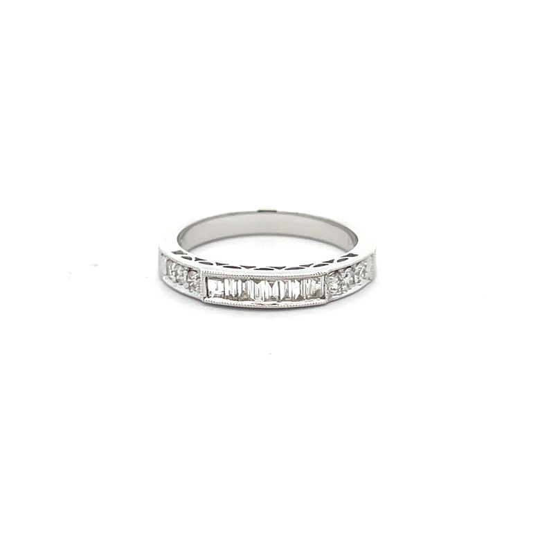 Baguette Diamond Ring Band 0.40ct 18K White Gold