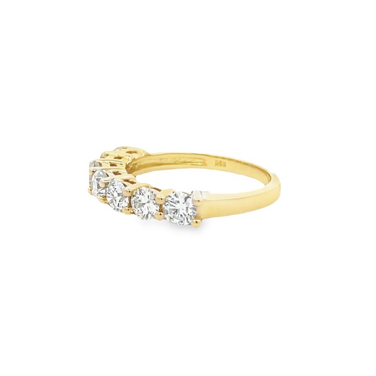 Seven Stone Diamond Ring Band 1.53CT 14K Yellow Gold