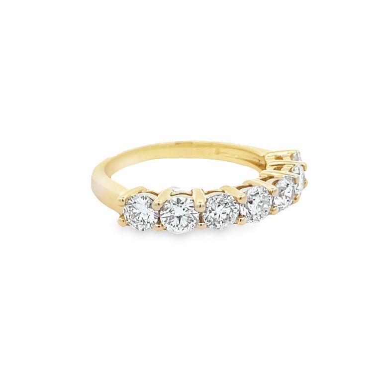 Seven Stone Diamond Ring Band 1.53CT 14K Yellow Gold