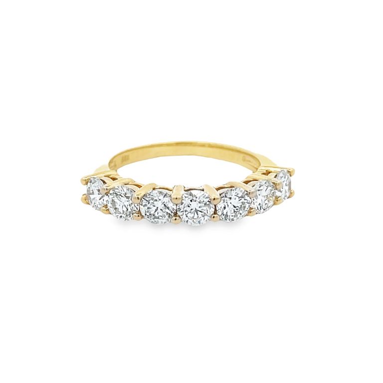 Seven Stone Diamond Ring Band 1.53CT 14K Yellow Gold