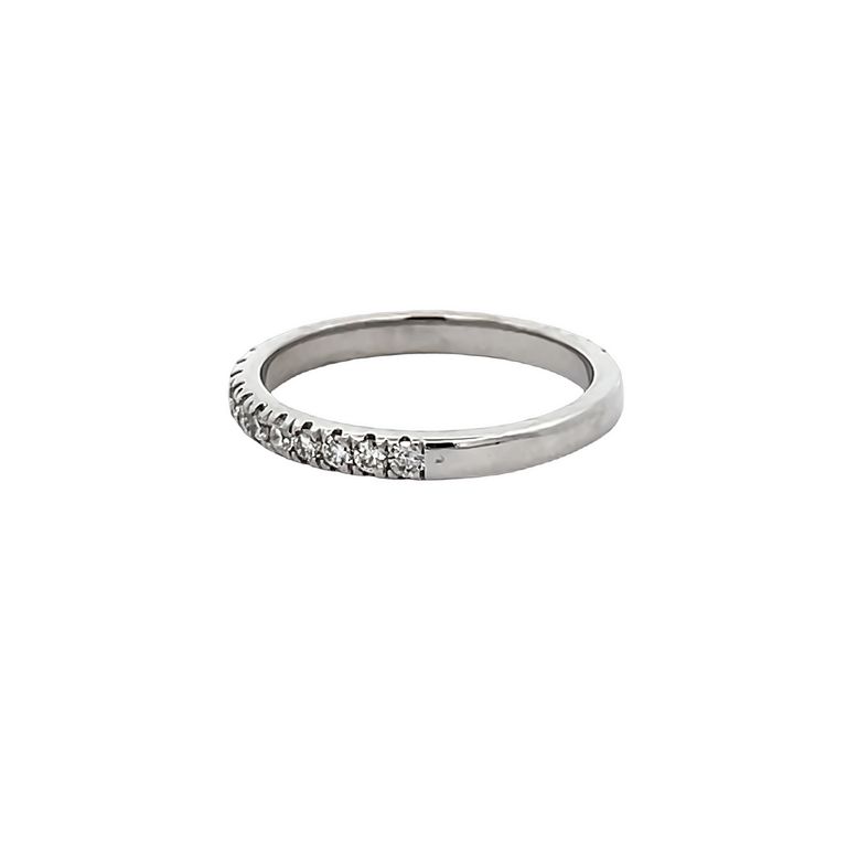 Half - Way White Diamond Band 0.55CT 14K White Gold