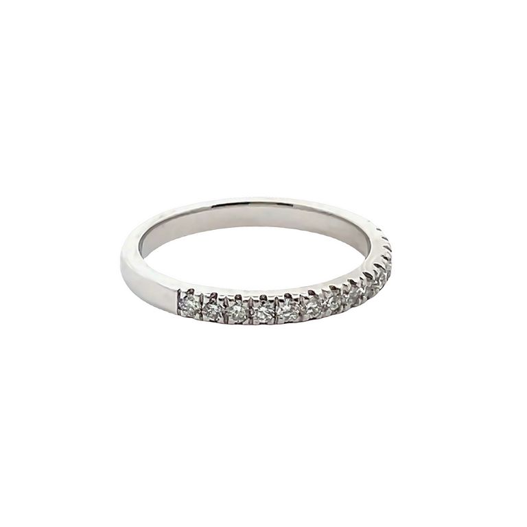 Half - Way White Diamond Band 0.55CT 14K White Gold