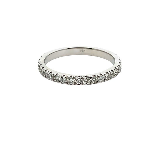 Half - Way White Diamond Band 0.55CT 14K White Gold