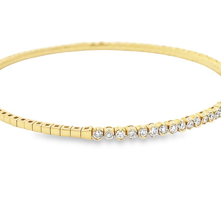 Flexible Diamond Bangle 0.85CT 14K Yellow Gold