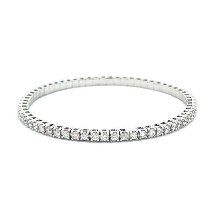 Flex Diamond Tennis Bangle 3.75CT 14K White Gold 7"