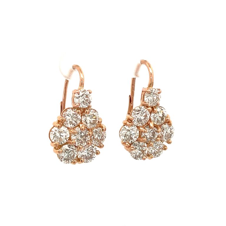 Flower Diamond Earrings 7.95CT Rose Gold 18K