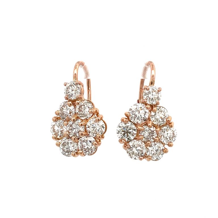 Flower Diamond Earrings 7.95CT Rose Gold 18K