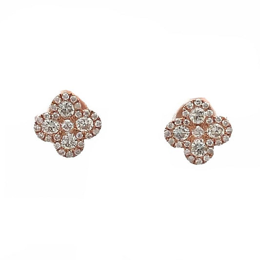 Clover Diamond Earring 0.75 CT in 14K Rose Gold