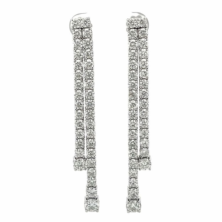 Straight Line Diamond Earrings 8.27CT 14K White Gold