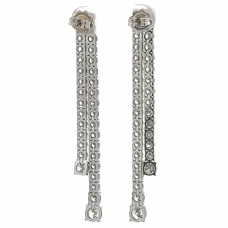 Straight Line Diamond Earrings 8.27CT 14K White Gold