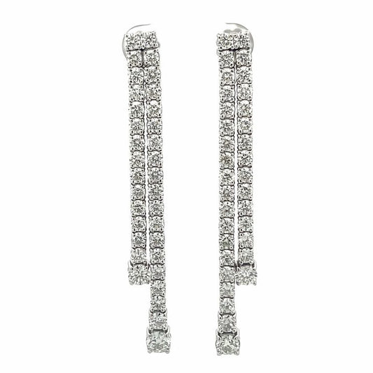 Straight Line Diamond Earrings 8.27CT 14K White Gold