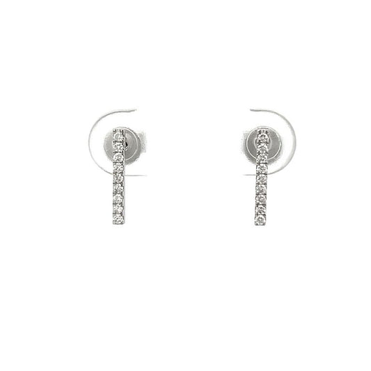 Diamond Bar Studs 0.13CT 14K White Gold