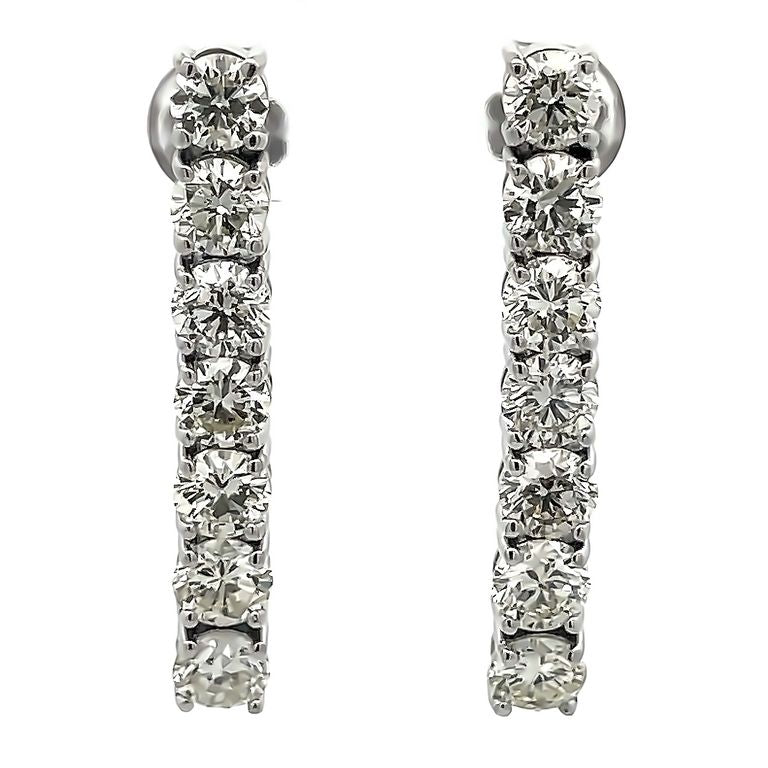 White Round Diamond 7.52CT Droop Earrings 14K White Gold