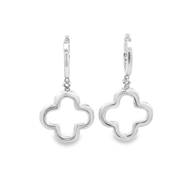 Clover Diamonds Earrings 1.75CT in 14K White Gold