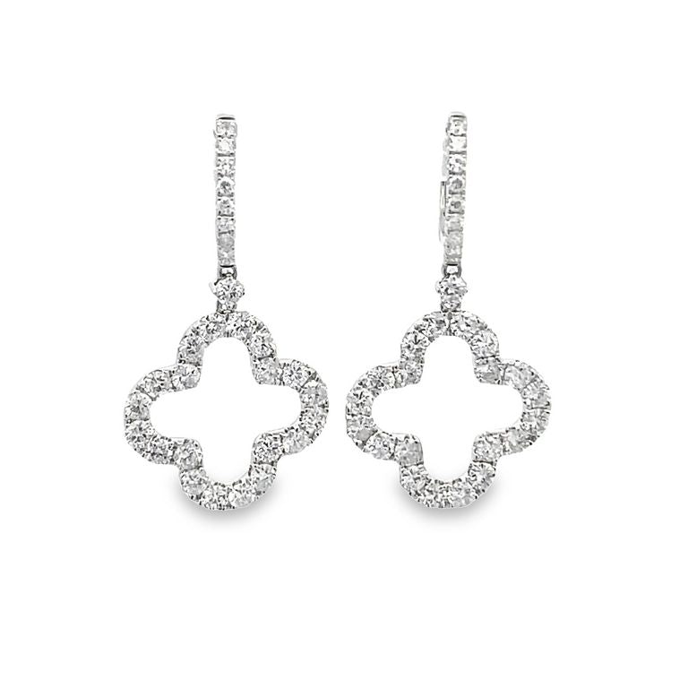 Clover Diamonds Earrings 1.75CT in 14K White Gold