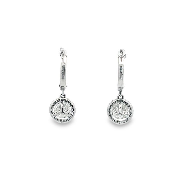 Dangling Round Diamonds 1.31 CT H/ SI Earring 18K White Gold