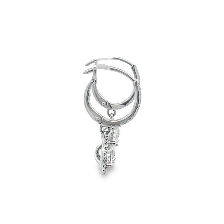 Dangling Round Diamonds 1.31 CT H/ SI Earring 18K White Gold