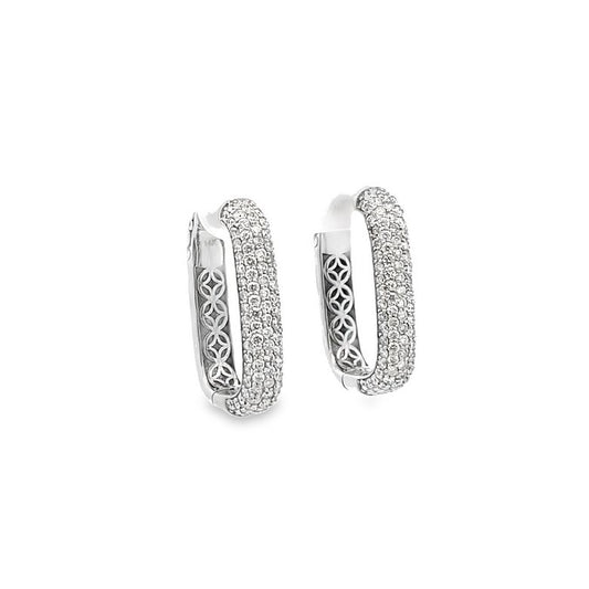 Pave Diamond Hoops 2.50CT 14K White Gold