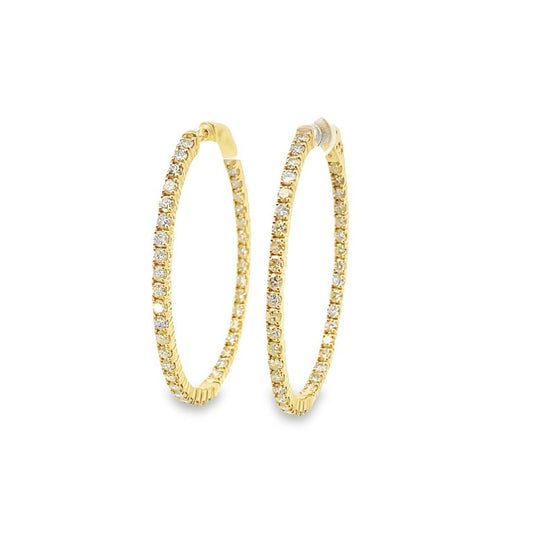 Diamond Hoop Earring Oval shape 4.36CT 14K Yellow Gold