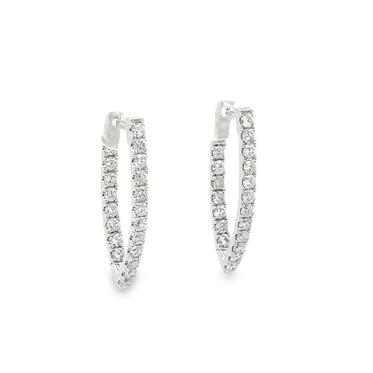 Diamond Hoops V Shape 1.52CT 14K White Gold