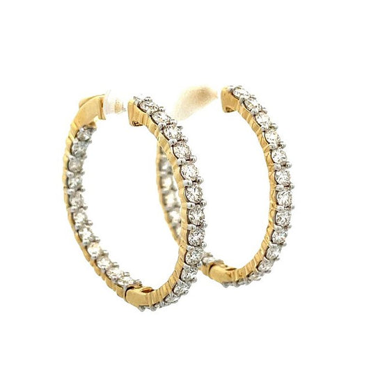 Round Diamond Inside-Out Hoops Earrings 4.33CT 14K Yellow Gold