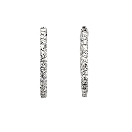 Round Diamond Inside-Out Hoops Earrings 2.57CT 14K White Gold