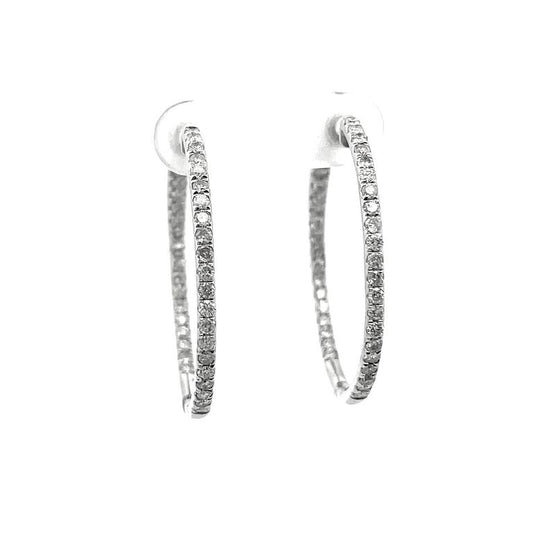 Diamond Inside-Out Hoops Earrings 1.50CT 14K White Gold