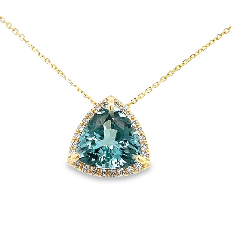 Aquamarine Diamond Necklace 0.26CT AQ 3.74CT 14K YG