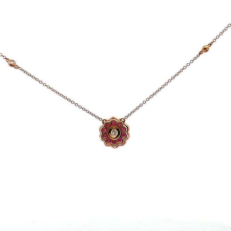 Ruby Diamond Pendant 0.35CT Ruby .50CT 1K Rose Gold