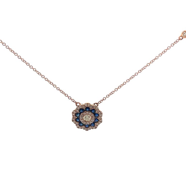 Sapphire & Diamond Pendant 0.35CT SAP .50CT 14K Rose Gold