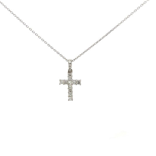 Diamond Cross Pendant 0.37CT 18K White Gold