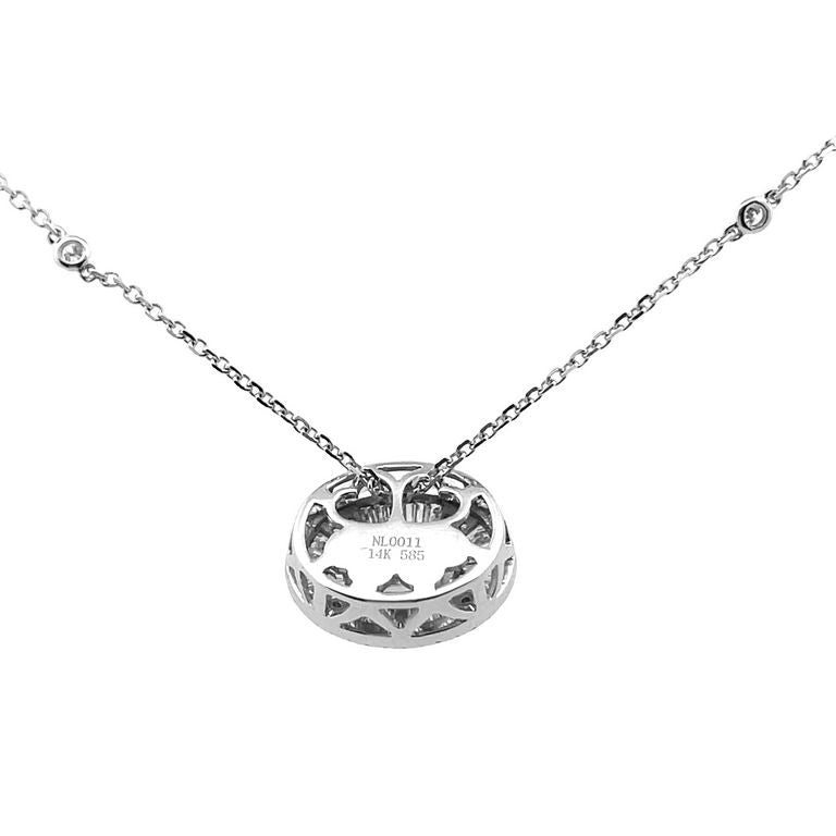 Round & Baguette Diamond Necklace 1.43CT with Diamond by the Yard Chain 14 KW