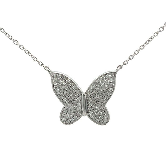 Butterfly Diamond 0.34CT Pendant Necklace 14K White Gold