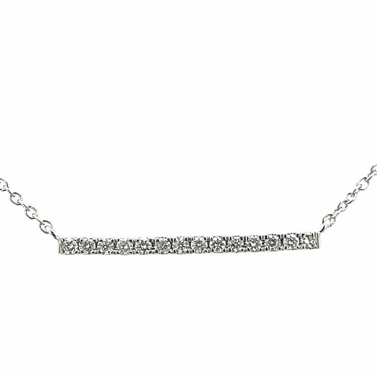 White Round Diamond Bar Necklace 0.12CT 14K White Gold