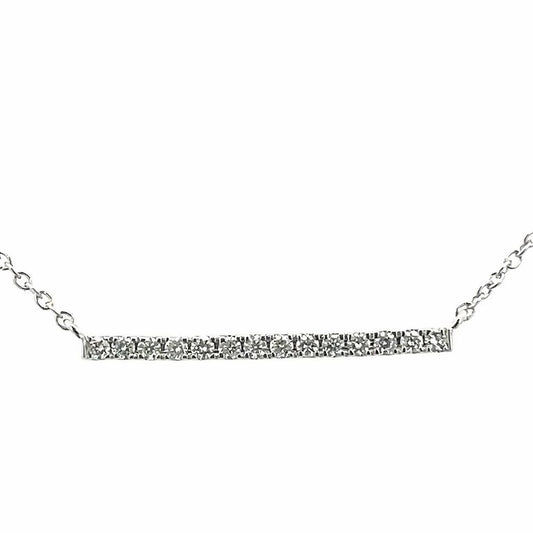 White Round Diamond Bar Necklace 0.12CT 14K White Gold