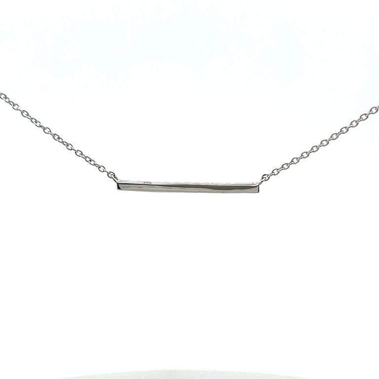 White Round Diamond Bar Necklace 0.12CT 14K White Gold