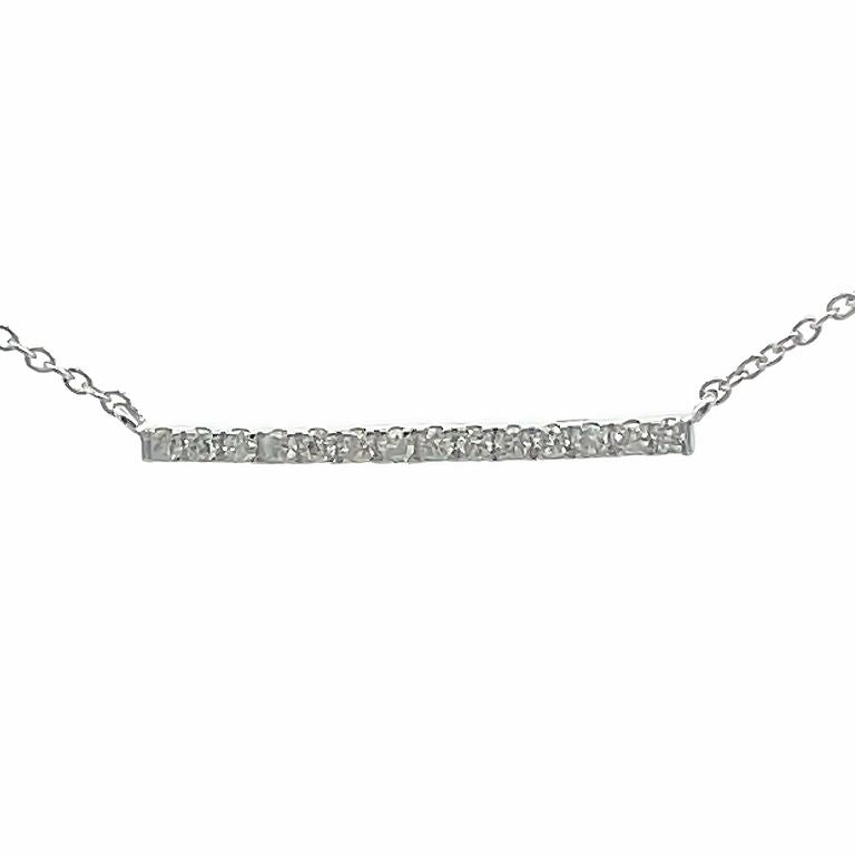 White Round Diamond Bar Necklace 0.12CT 14K White Gold